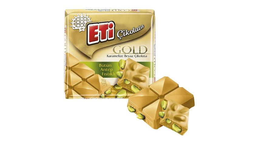 Eti Çikolata Gold Antep Fıstıklı Karamelize Beyaz Kare Çikolata 60 g