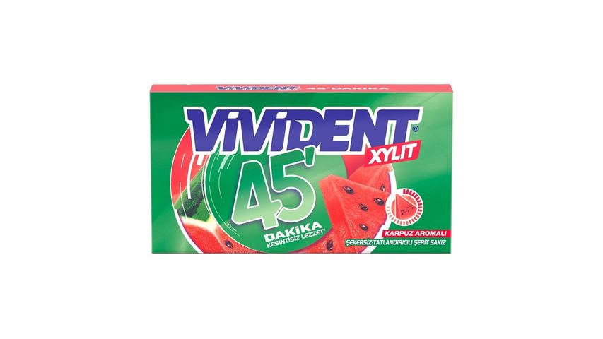 Vivident 45 Dakika Kesintisiz Lezzet Karpuz Aromalı Sakız 26 g