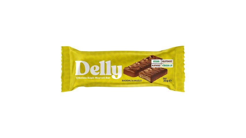 Delly Çikolata Kaplı Bademli & Muzlu Meyveli Bar 35 g