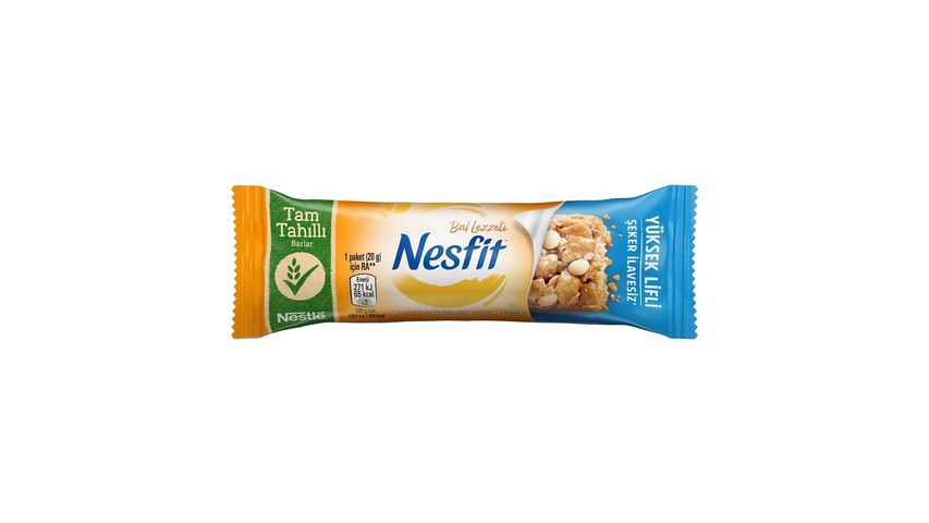 Nestlé Nesfit Bal Aromalı Tam Tahıllı Şeker İlavesiz Yüksek Lifli Bar 20 g