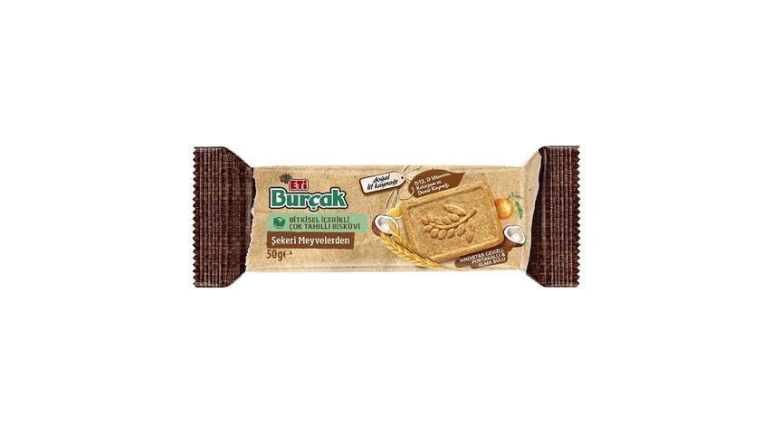 Eti Burçak Şekeri Meyvelerden Bitkisel İçerikli Çok Tahıllı Bisküvi 50 g