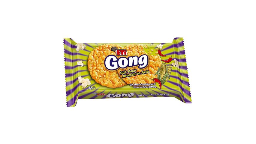 Eti Gong Süt Mısır Aromalı ve Acılı Pirinç Patlağı 68 g