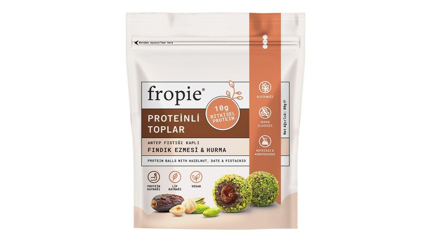 Fropie Antep Fıstığı Kaplı Fındık Ezmesi & Hurma Proteinli Toplar 80 g
