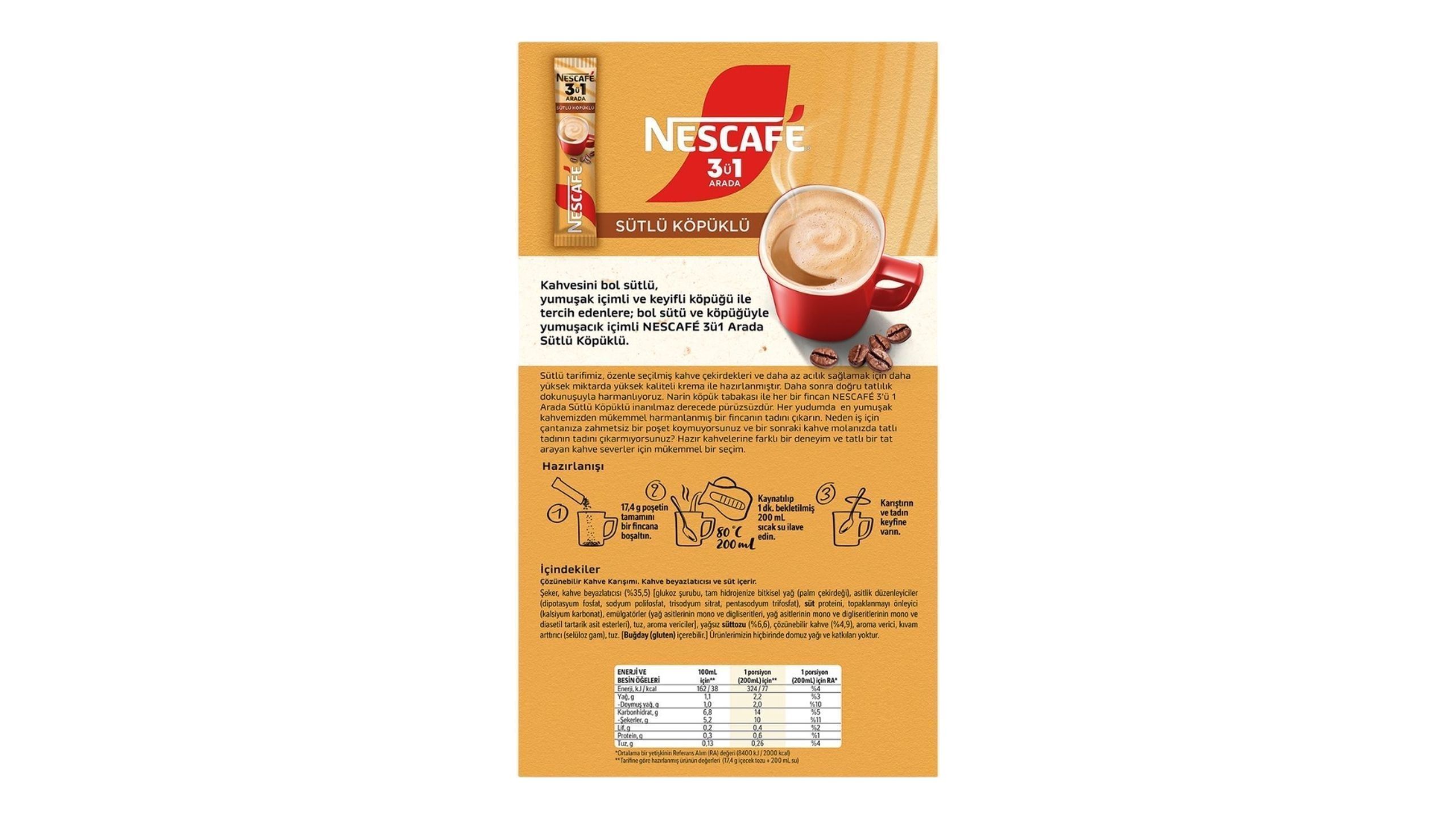 Nescafe 3ü1 Arada Sütlü Köpüklü Çözünebilir Kahve 10 x 17.4 g