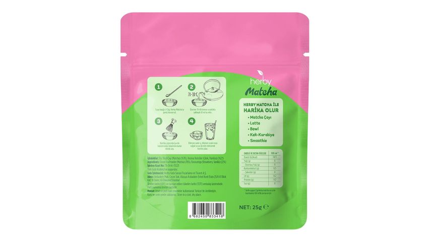 Herby Premium Strawberry & Vanilla Flavored Matcha 25 g