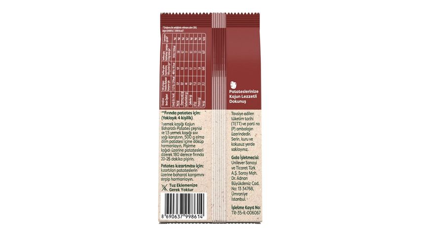 Knorr Kajun Baharatlı Patates Çeşnisi 60 g