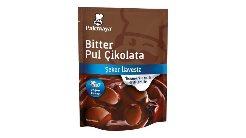 Pakmaya Şeker İlavesiz Bitter Pul Çikolata 70 g