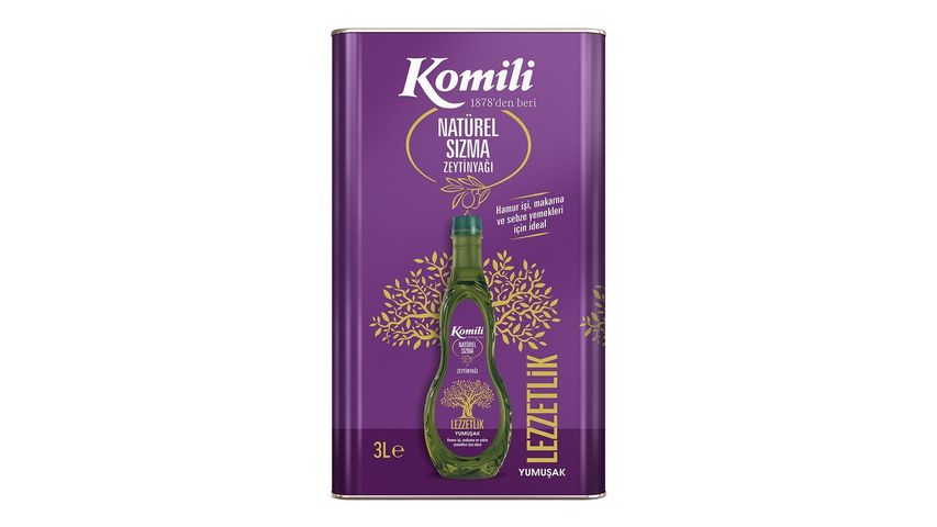 Komili Natural Extra Virgin Olive Oil Soft Flavor Tin 3 L