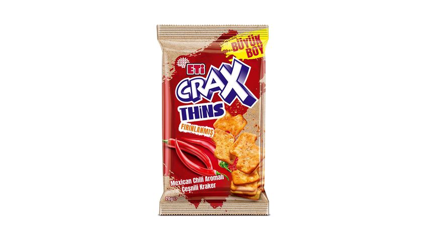 Eti Crax Thins Mexican Chili Aromalı Çeşnili Kraker 70 g