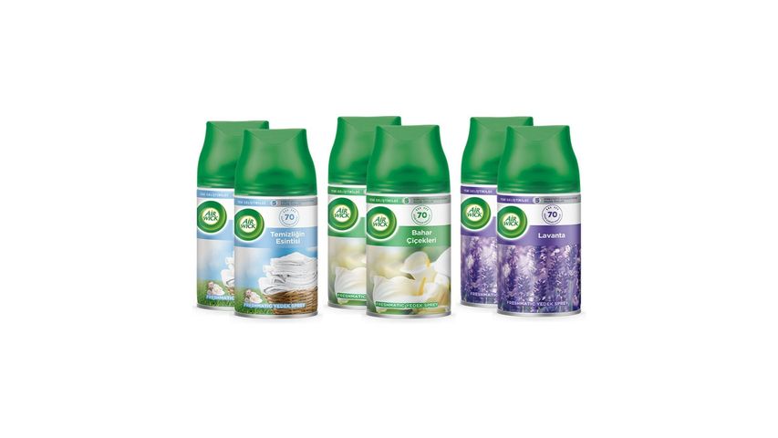Air Wick Freshmatic Machine Refill Pack Cleanliness Breeze, Spring Flowers, Lavender 6 x 250 ml