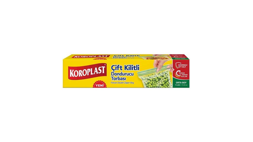 Koroplast Çift Kilitli Dondurucu Poşeti Orta Boy 12'li