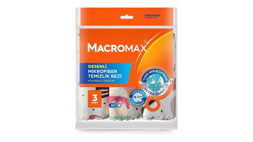 Macromax Patterned Microfiber Cleaning Cloth 3 Pieces