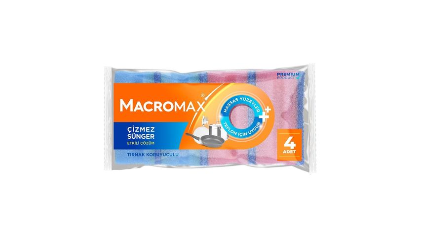 Macromax Non-Scratch Dishwashing Sponge 4-Pack