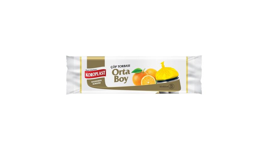 Koroplast Mandarin Kokulu Orta Boy Çöp Torbası 55 x 60 cm - 15 Adet