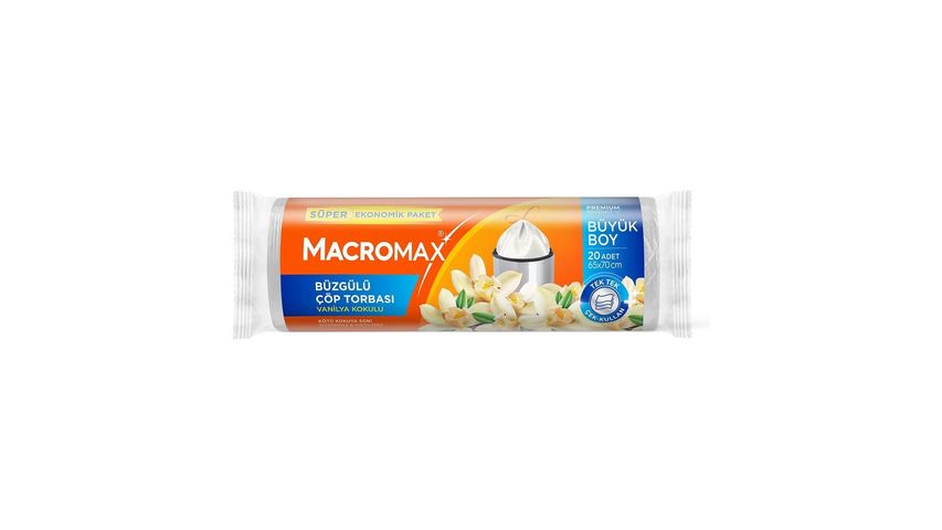Macromax Vanilya Kokulu Büzgülü Çöp Poşeti Büyük Boy 20'li