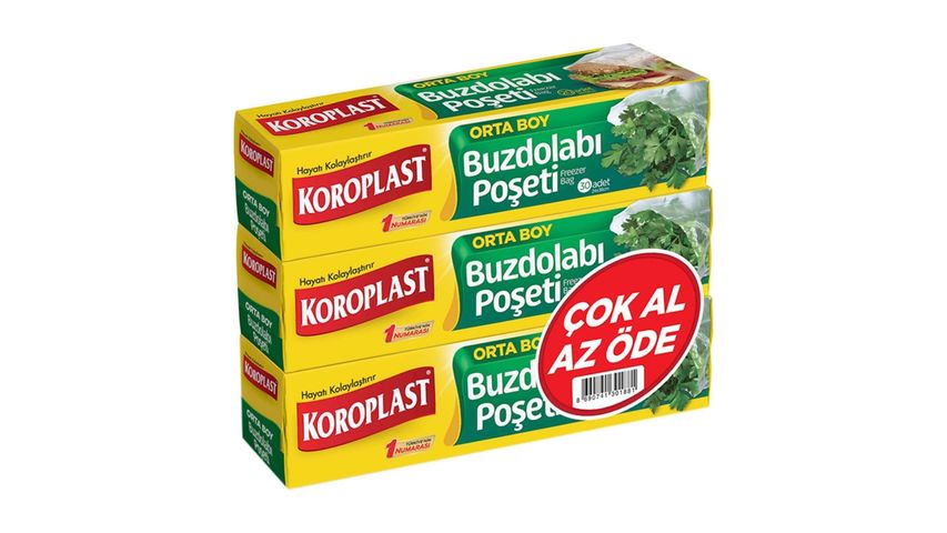 Koroplast Medium Size Refrigerator Bag 3 x 30 Pieces, 24 x 38 cm