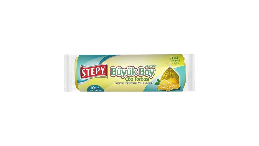 Stepy Büyük Boy Büzgülü Limon Kokulu Çöp Torbası 10'lu