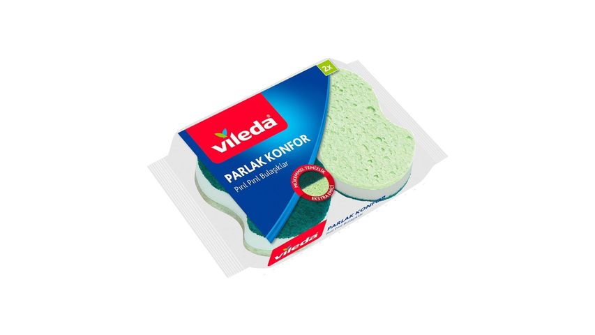 Vileda Parlak Konfor 2'li Oluklu Bulaşık Süngeri
