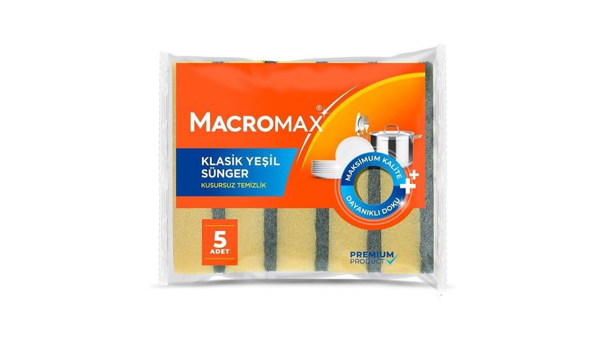 Macromax Classic Green Sponge 5-Pack