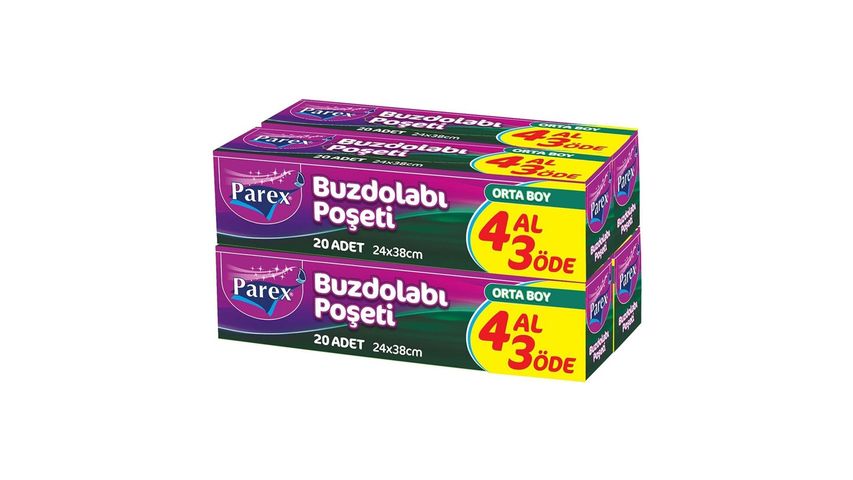 Parex Buzdolabı Poşeti Orta Boy 4 Al 3 Öde 4x20'li