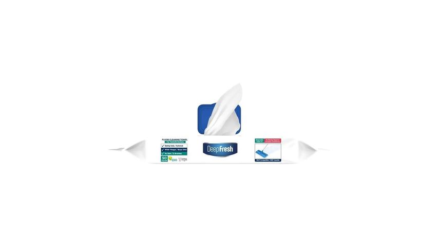 DeepFresh Mop Uyumlu Yer Temizlik Havlusu Beyaz Sabun Kokulu, Karbonat, Beyaz Sirke 50 Yaprak