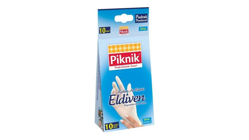 Piknik Kullan At Pudralı Lateks Orta Boy Eldiven 10 Adet