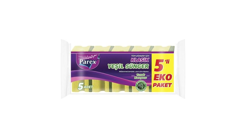 Parex Oluklu Klasik Yeşil Sünger 5'li