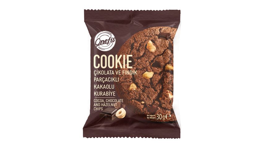 Onefis Cocoa Chocolate and Hazelnut Chip Single Cookie 30 g