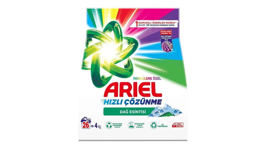 Ariel Dağ Esintisi Renklilere Özel Aquapudra Toz Çamaşır Deterjanı 4 kg