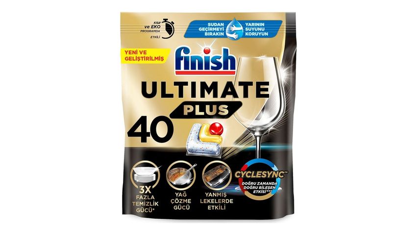 Finish Ultimate Plus Lemon Dishwasher Detergent Tablets 40 Capsules