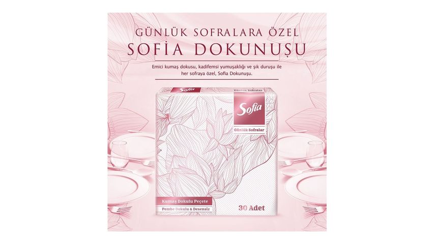 Sofia Kumaş Dokulu Pembe Peçete 30'lu