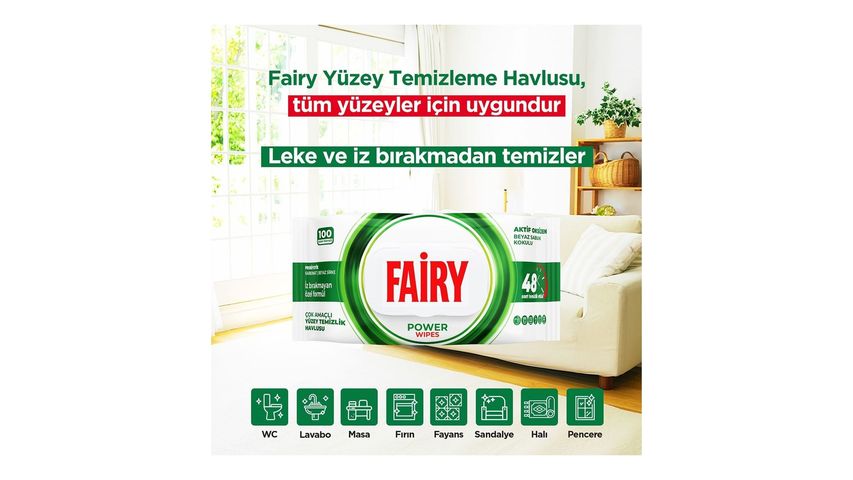 fairyaksan Fairy White Soap Scented Surface Cleaning Towels, 100 pcs
