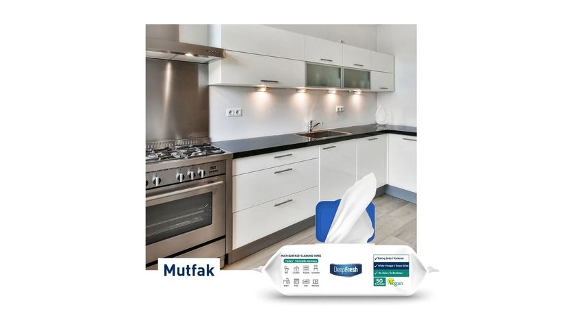 DeepFresh Beyaz Sabun Kokulu Karbonat & Beyaz Sirke Yüzey Temizleme Havlusu 50 Yaprak