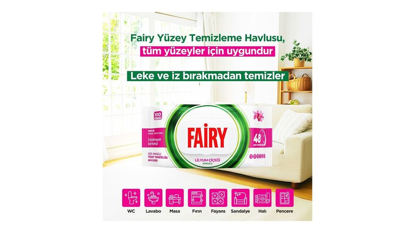 Fairy Lily Flower Scented Surface Cleaning Towel 100 Pieces