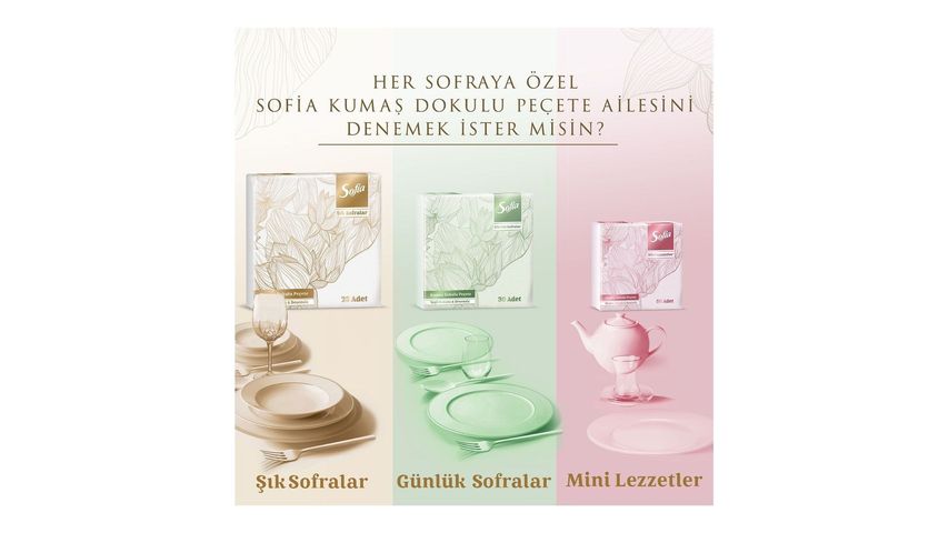 Sofia Kumaş Dokulu Beyaz Peçete 30'lu