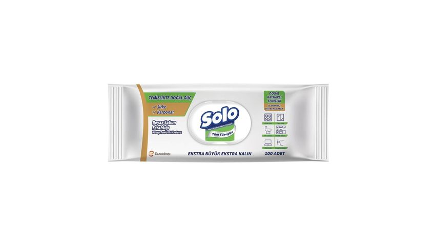 Solo Temizlikte Doğal Güç Beyaz Sabun Ferahlığı Yüzey Temizlik Havlusu 100'lü