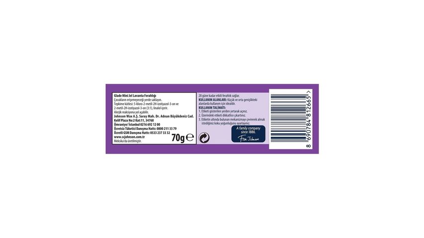 Glade Mini Jel Lavanta Oda Kokusu 70 g
