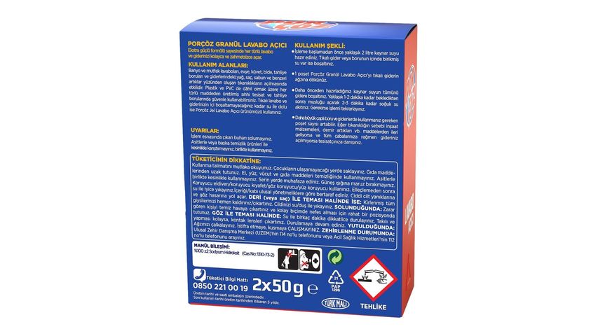 Porçöz Lavabo Açıcı Granul 2 x 50 g