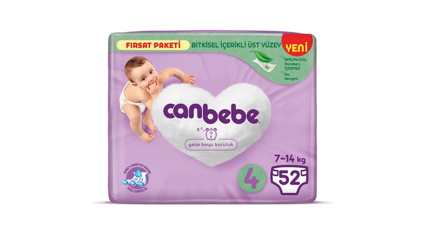 Canbebe Bebek Bezi Fırsat Paket Maxi 52’li