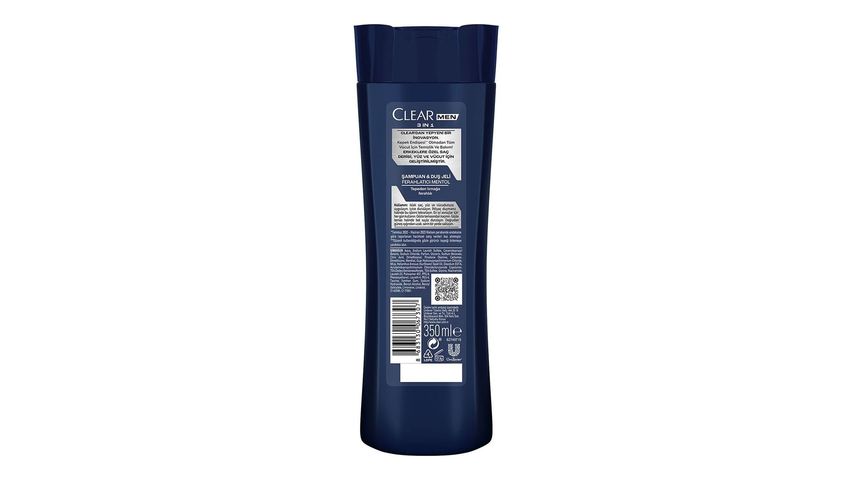 Clear Men 3'ü 1 Arada Şampuan & Duş Jeli Mentol 350 ml