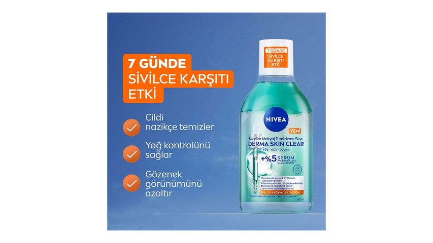 Nivea Sivilce Karşıtı Micellar Makyaj Temizleme Suyu Derma Skin Clear 400 ml