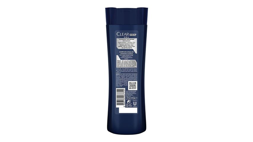 Clear Men 3'ü 1 Arada Arındırıcı Kömür Etkili Duş Jeli & Şampuan 350 ml