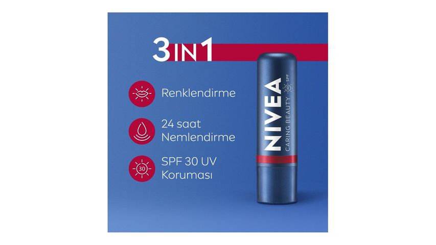 NIVEA Kırmızı Renkli Nemlendirici Dudak Bakım Kremi 4.8 g