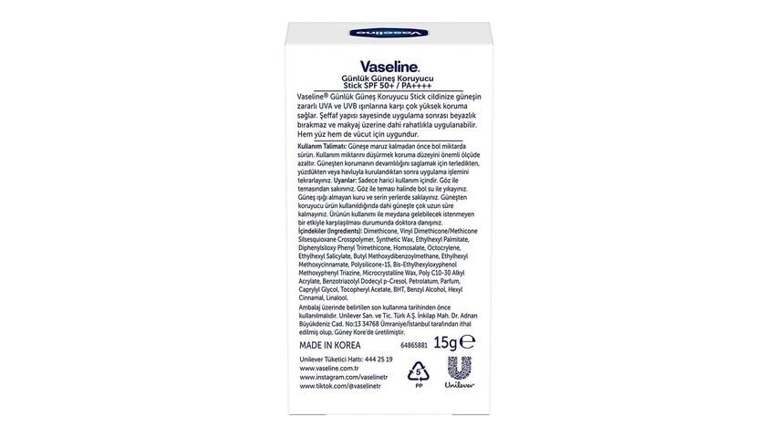 Vaseline Güneş Koruyucu Stick SPF50+ 15 g