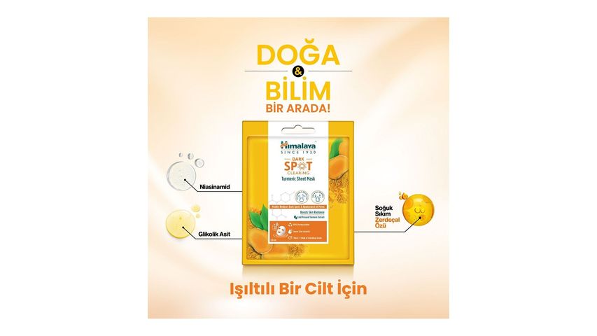 Himalaya Anti Spot Turmeric Extract Sheet Mask Niacinamide & Glycolic Acid & Hyaluronic Acid 30 g