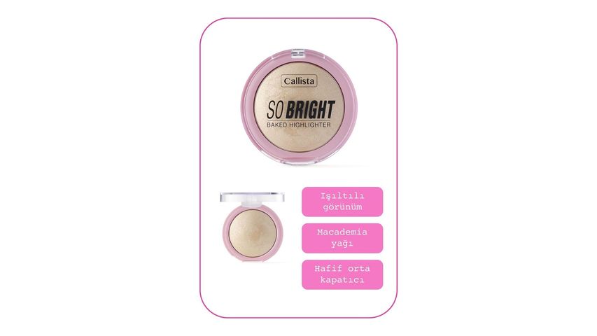 Callista So Bright Baked Highlighter Illuminator 01 Snowy Glowy Light