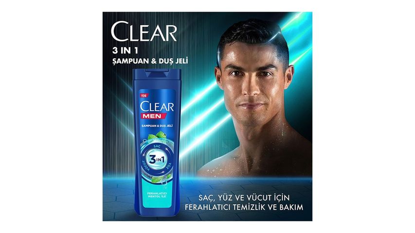 Clear Men 3'ü 1 Arada Şampuan & Duş Jeli Mentol 350 ml
