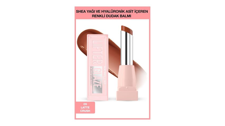 Maybelline New York Lifter Glaze Shea Yağı ve Hyalüronik Asit içeren Renkli Dudak Balmı 09 Latte Crush