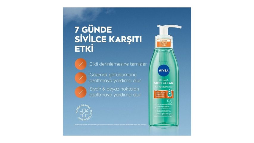 NIVEA Sivilce Karşıtı Yüz Temizleme Jeli Derma Skin Clear 150 ml