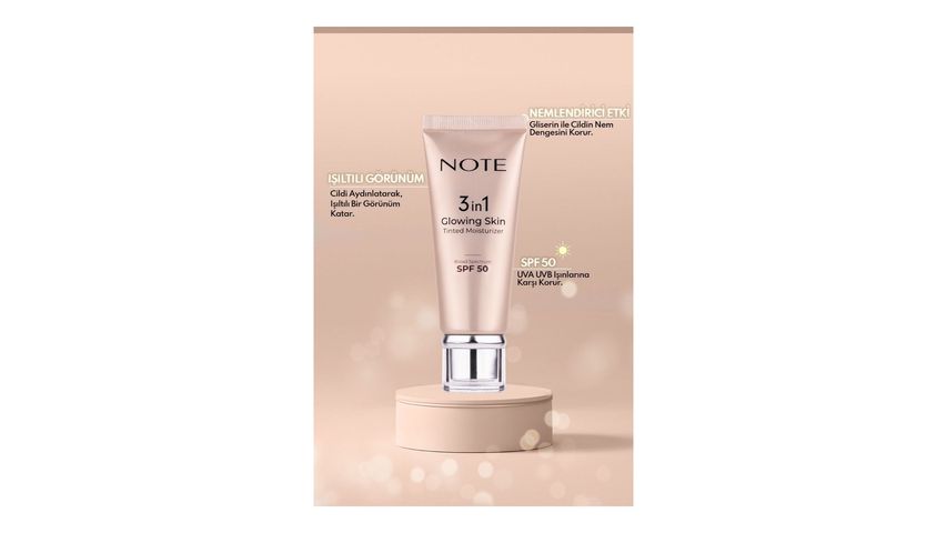 Note 3 in 1 Glowing Skin Tinted Moisturizer 50 SPF+ Işıltılı Aydınlatıcı Krem